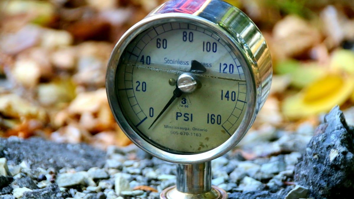Pressure gauge used for sports ball equipment checks.
