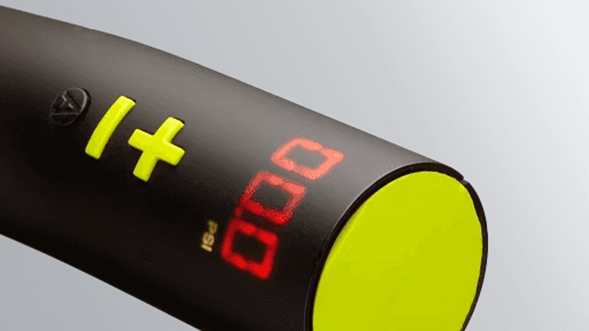 TorrX smart ball pump digital pressure display close-up.